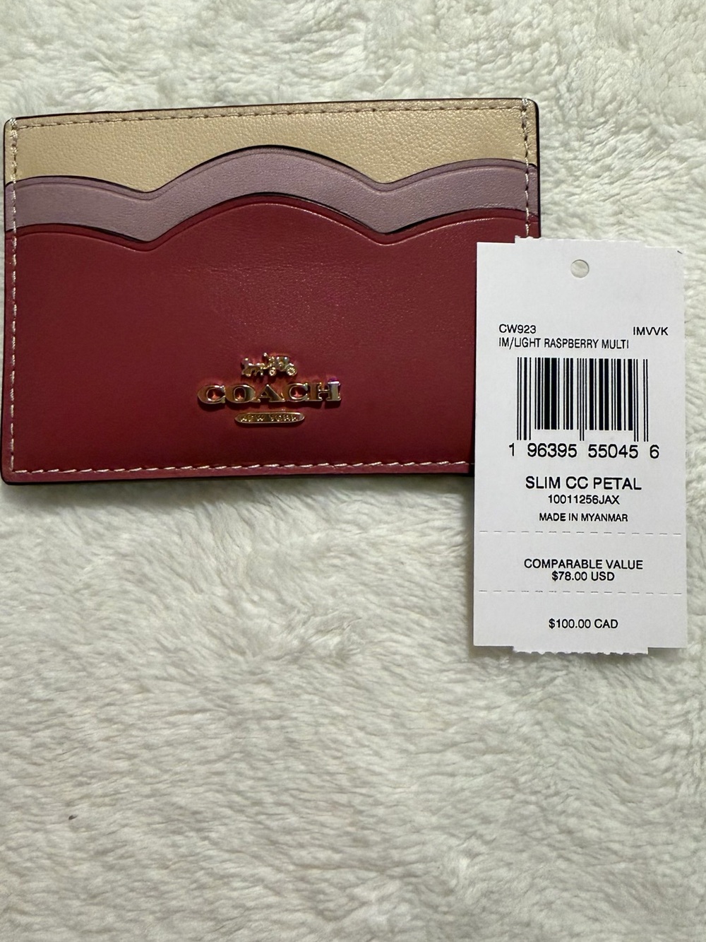 Coach Slim Card Case - Raspberry Multi with Cream & Mauve